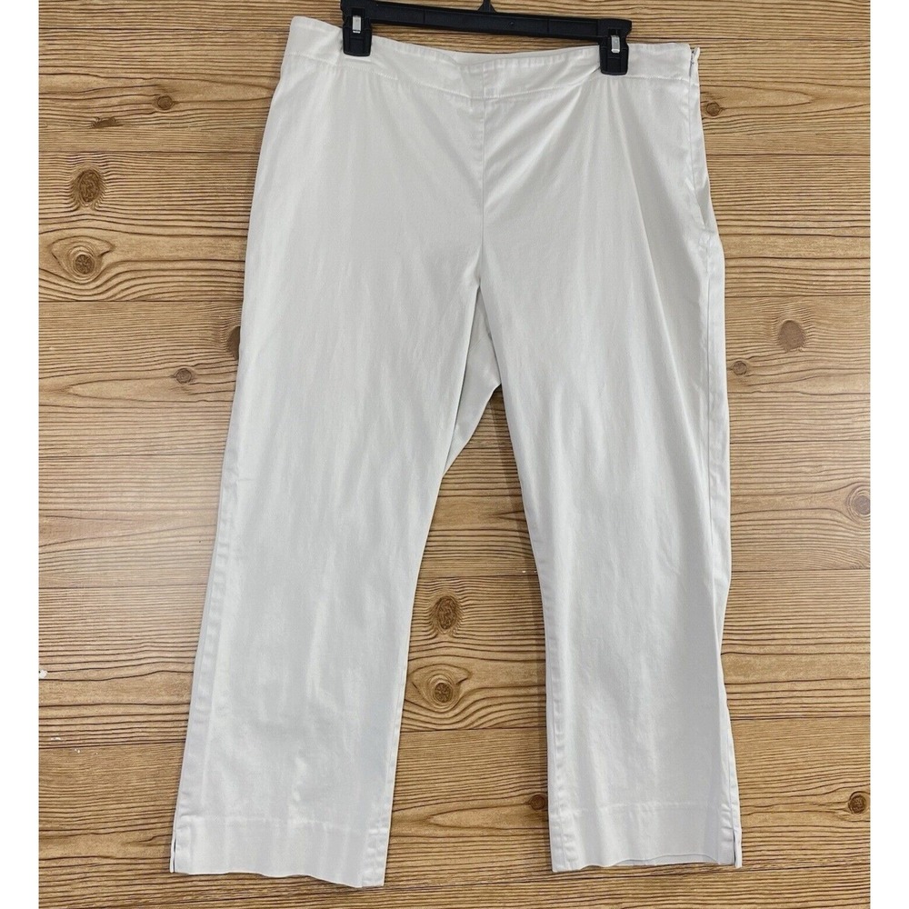 Talbots Crop Pants Womens 14‎ White Side Zip Stretch Cotton Straight